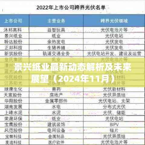 景兴纸业最新动态解析及未来展望(2024年11月)