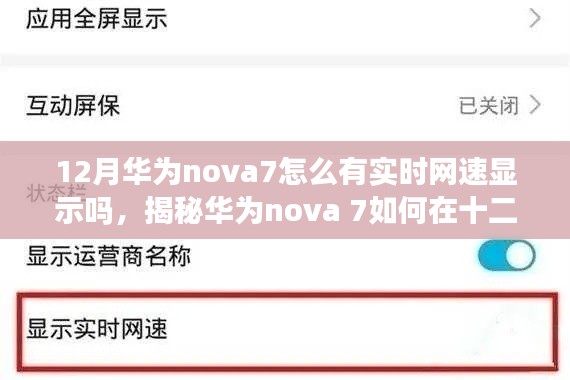 揭秘华为nova 7如何实时显示网速的超详细教程,网速一目了然(十二月版)