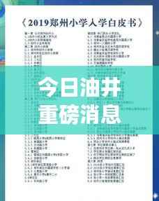 今日油井重磅消息,最新动态一网打尽