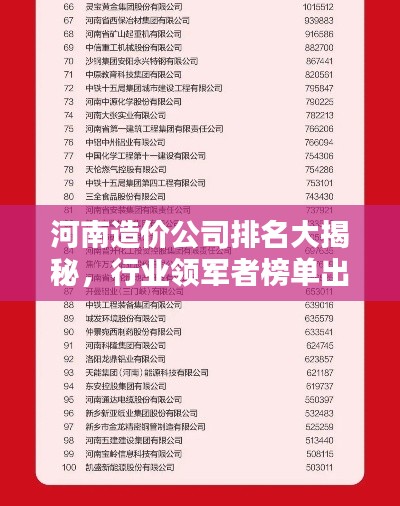 河南造价公司排名大揭秘,行业领军者榜单出炉!