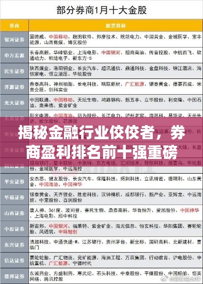 揭秘金融行业佼佼者,券商盈利排名前十强重磅揭晓!